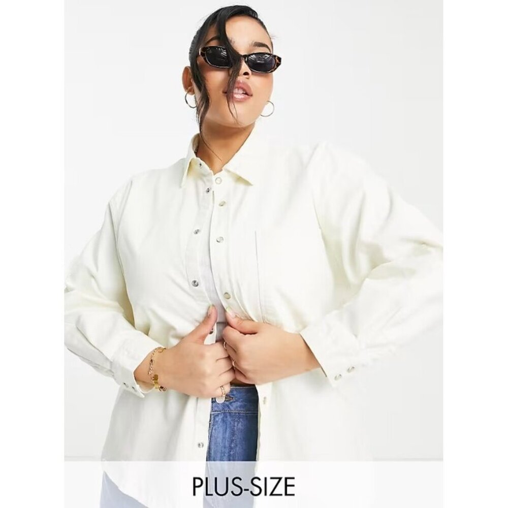 nwot ASOS Urban Bliss Plus, Relaxed Canvas Shirt Jacket in Cream (16/XL)
